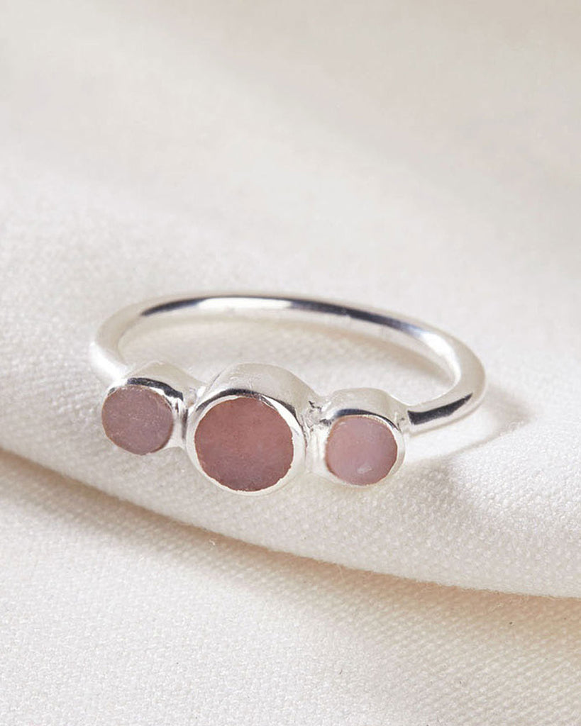 925 Recycled Sterling Silver Rough Gemstones Triple Pink Opal Ring handmade in London by Maya Magal sustainable jewellery brand
