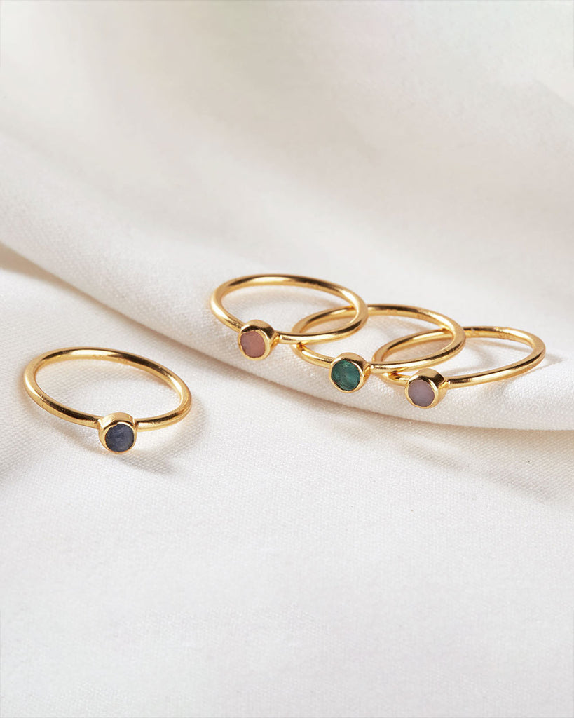 18ct Gold Plated Rough Gemstones Pink Opal Ring handmade in London by Maya Magal modern jewellery brand