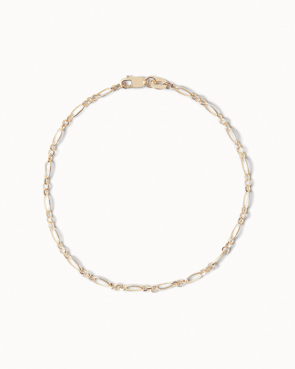 Solid Gold Fine Figaro Bracelet