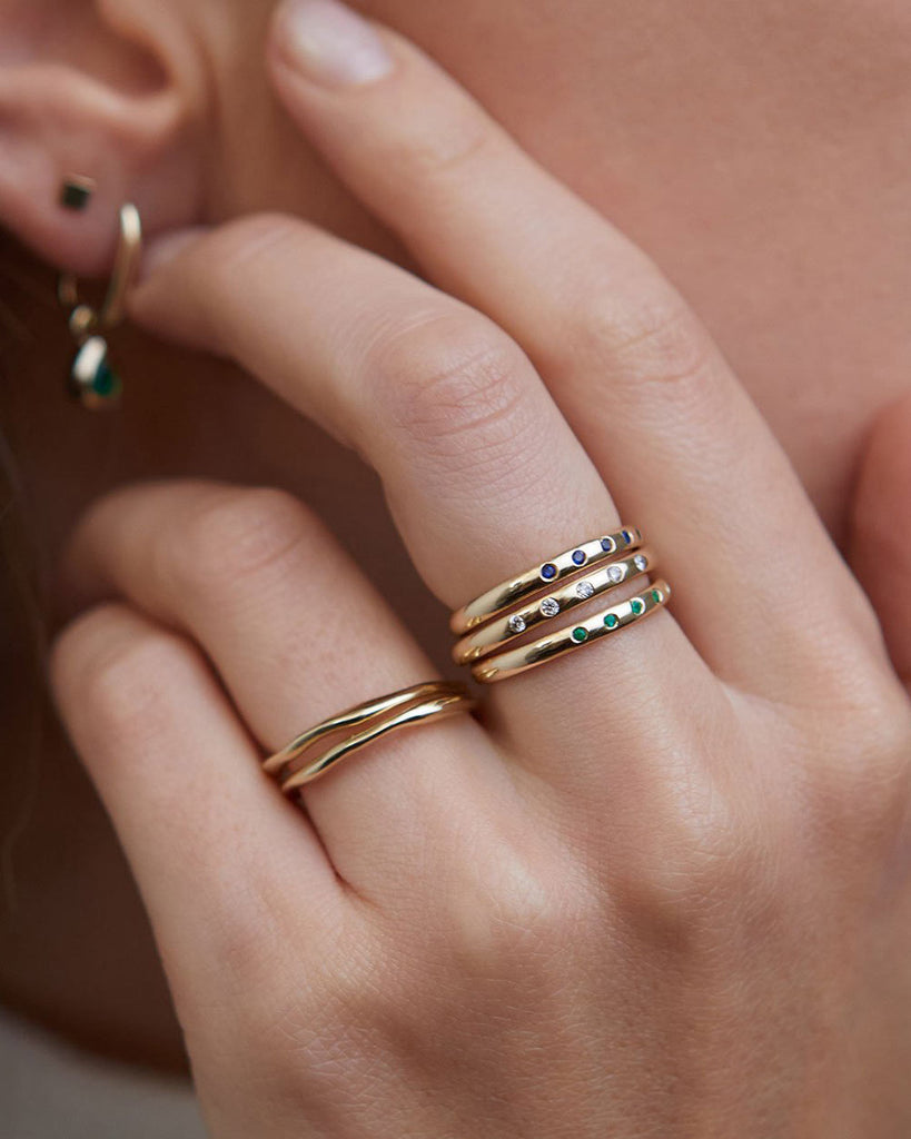 9ct Solid Yellow Gold Five Stone Diamond Ring handmade in London by Maya Magal modern jewellery brand