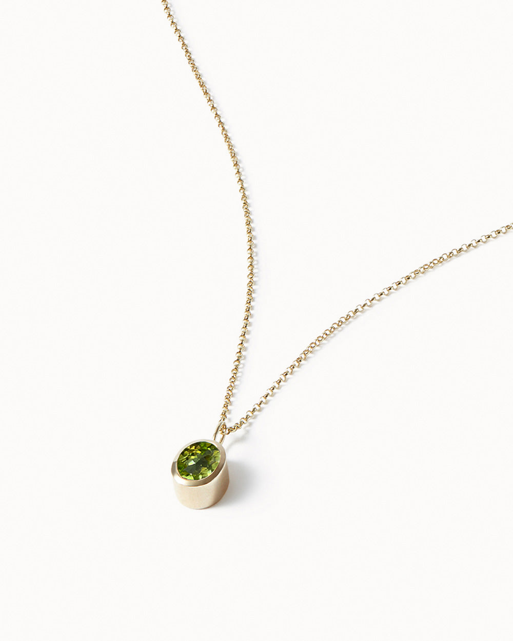 Solid Gold Peridot Gemstone Necklace