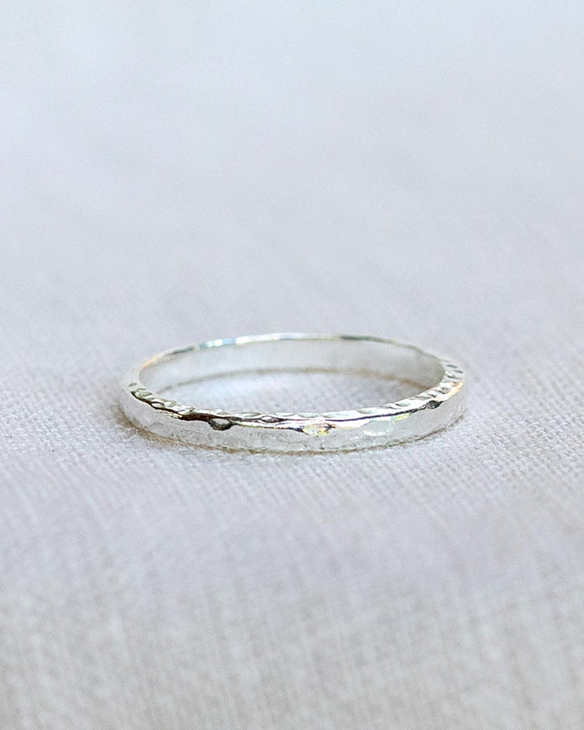 925 Recycled Sterling Silver Beaten Stacking Ring handmade in London by Maya Magal sustainable luxury brand