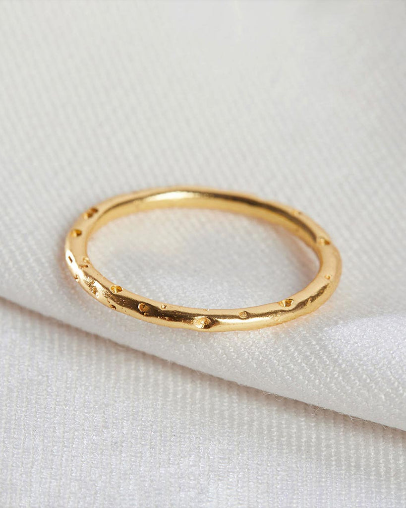 18ct Gold Plated Bubble Stacking Ring handmade in London by Maya Magal sustainable jewellery brand