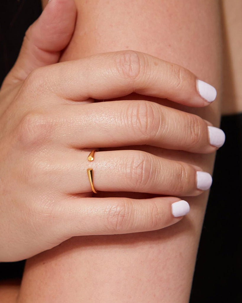 18ct Gold Plated Open Ended Stacking Ring handmade in London by Maya Magal contemporary jewellery brand