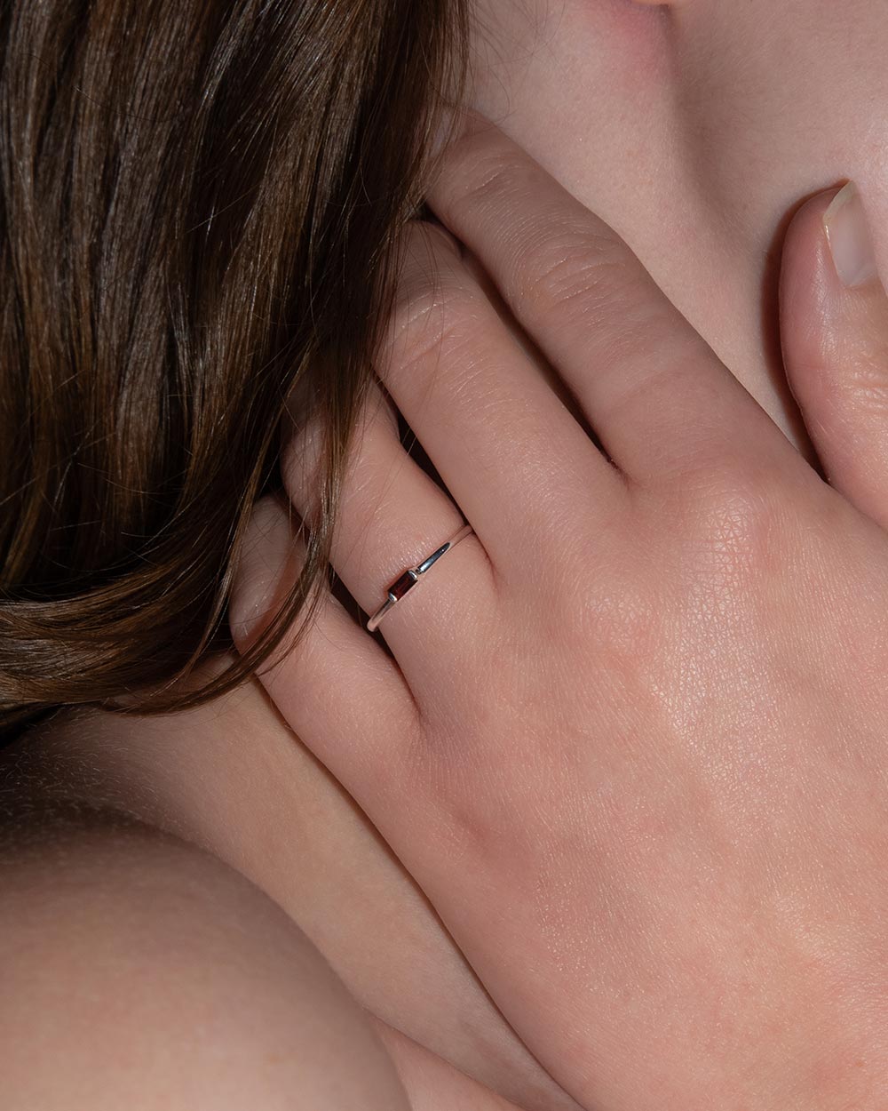 January Garnet Birthstone Baguette Ring
