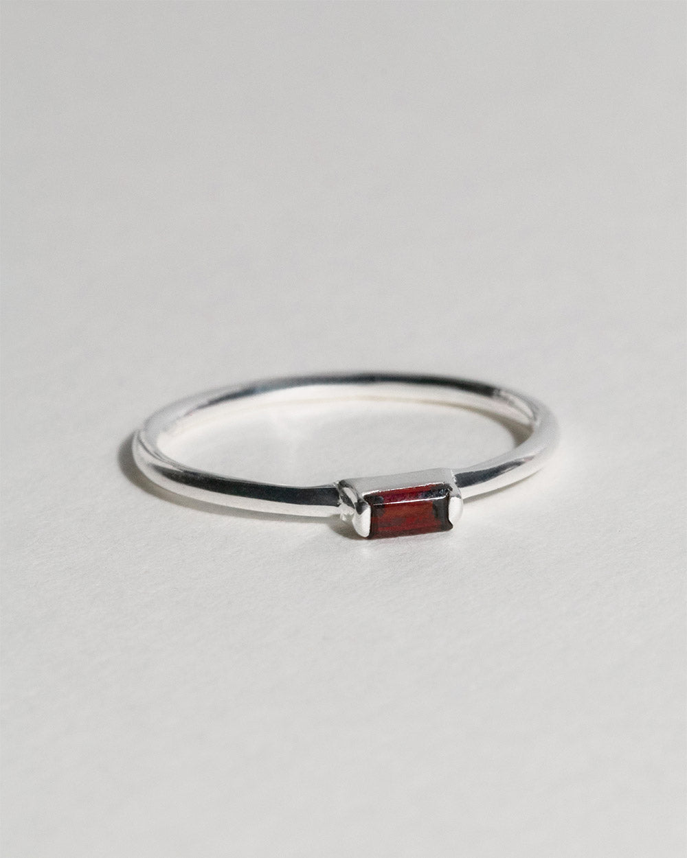 January Garnet Birthstone Baguette Ring