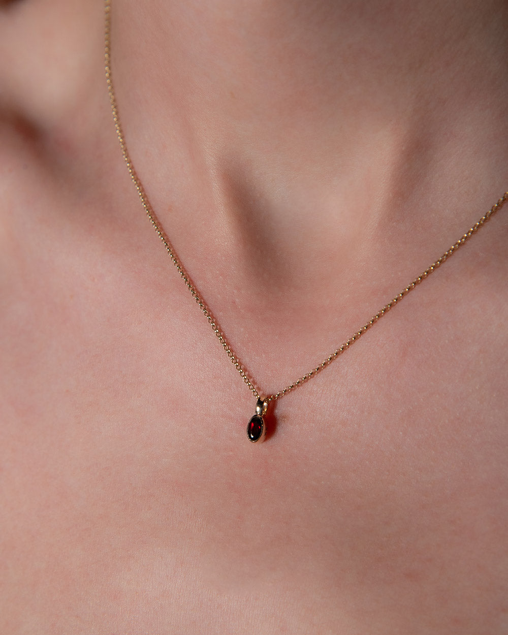 January Garnet Birthstone Oval Charm