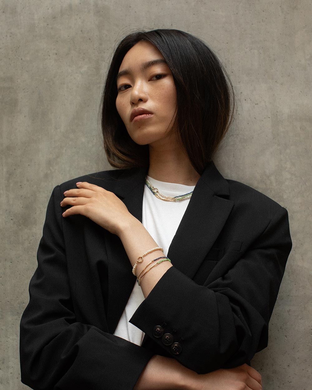 Milos Chrysoprase Beaded Bar Necklace and Bracelet Set