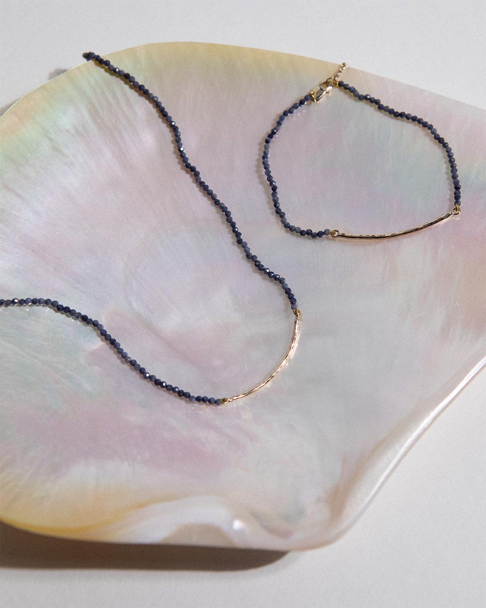 Milos Sapphire Beaded Bar Necklace