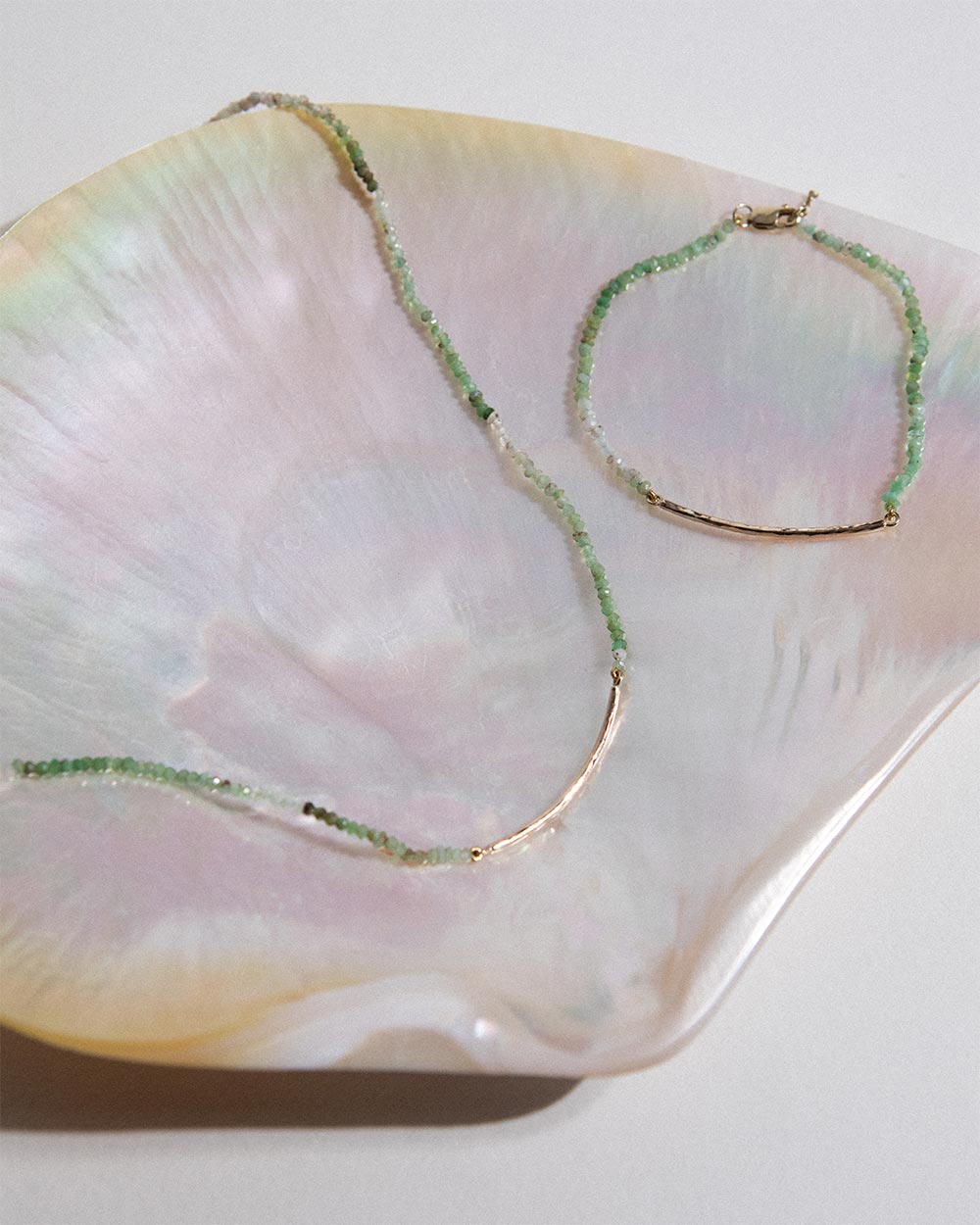 Milos Chrysoprase Beaded Bar Necklace