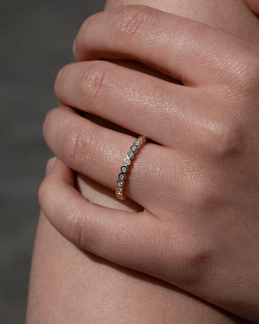 18ct Yellow Gold Bezel Diamond Half Eternity Ring