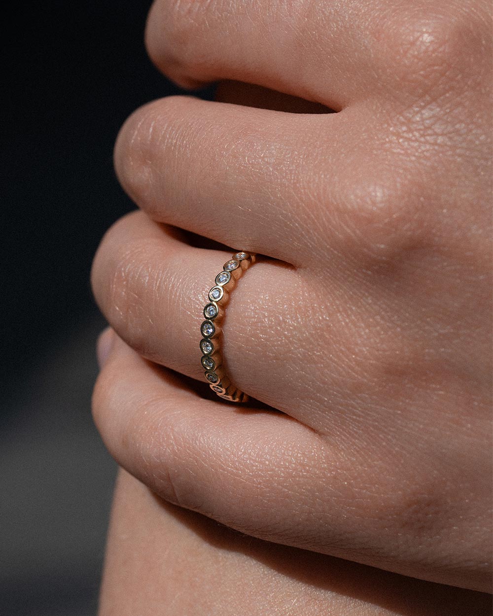 Bezel Diamond Half Eternity Ring