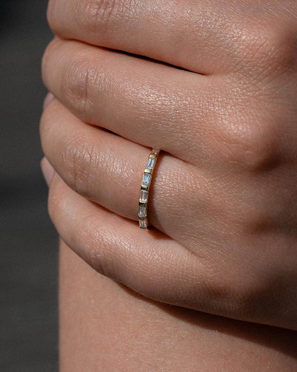 18ct Yellow Gold East to West Baguette Diamond Ring