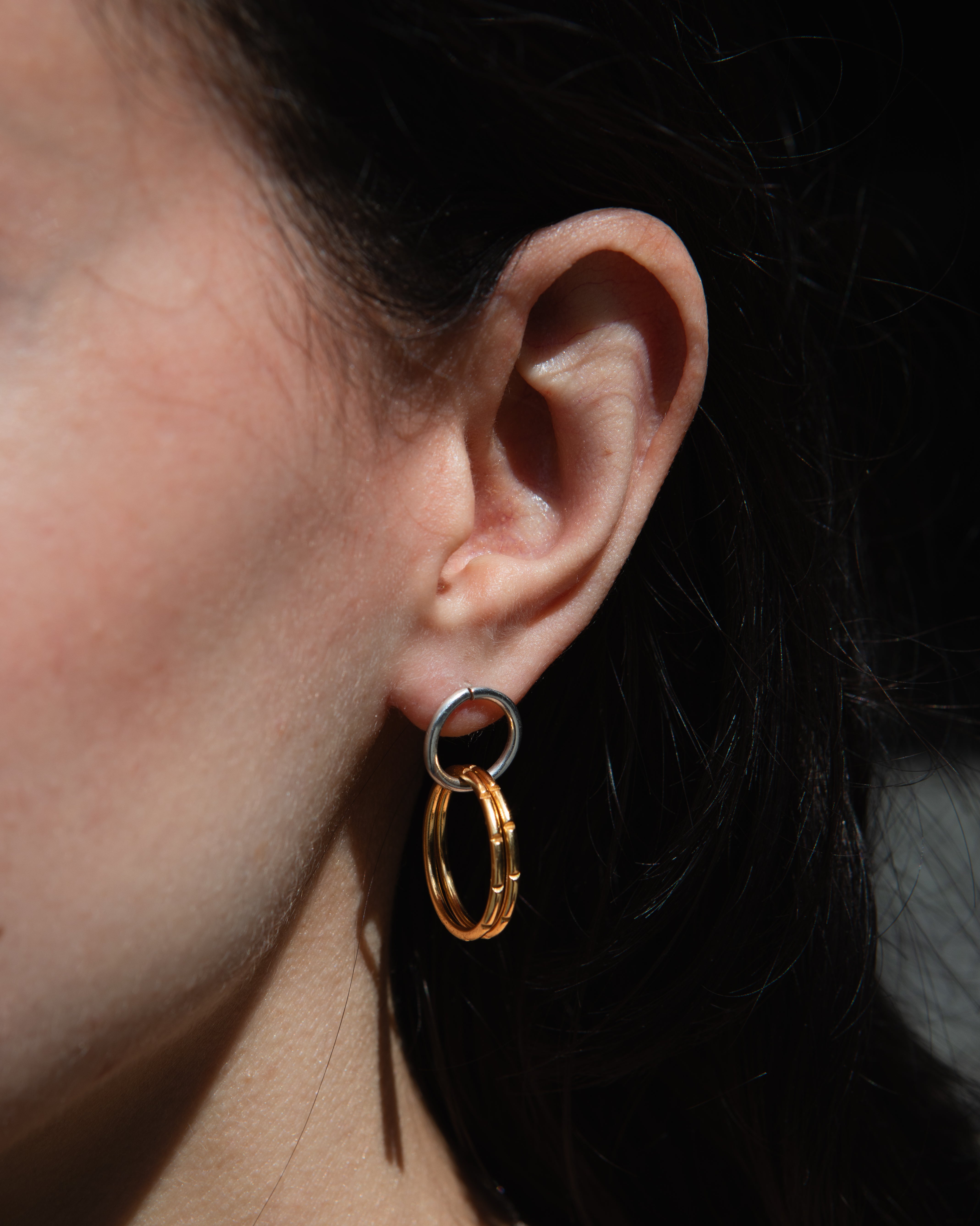 Double Hoop Charm Earrings