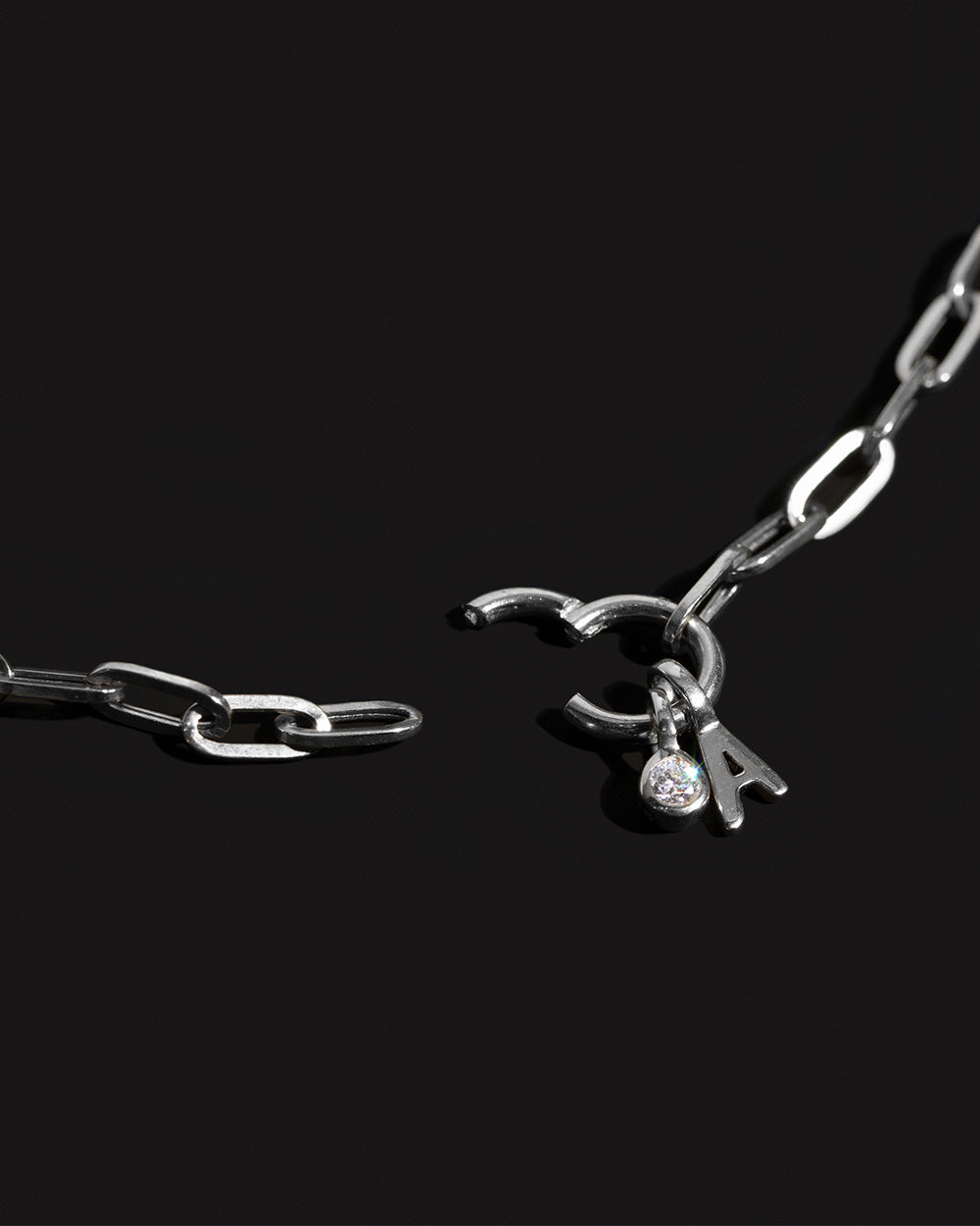 Paper Chain Initial Diamond Charm Necklace