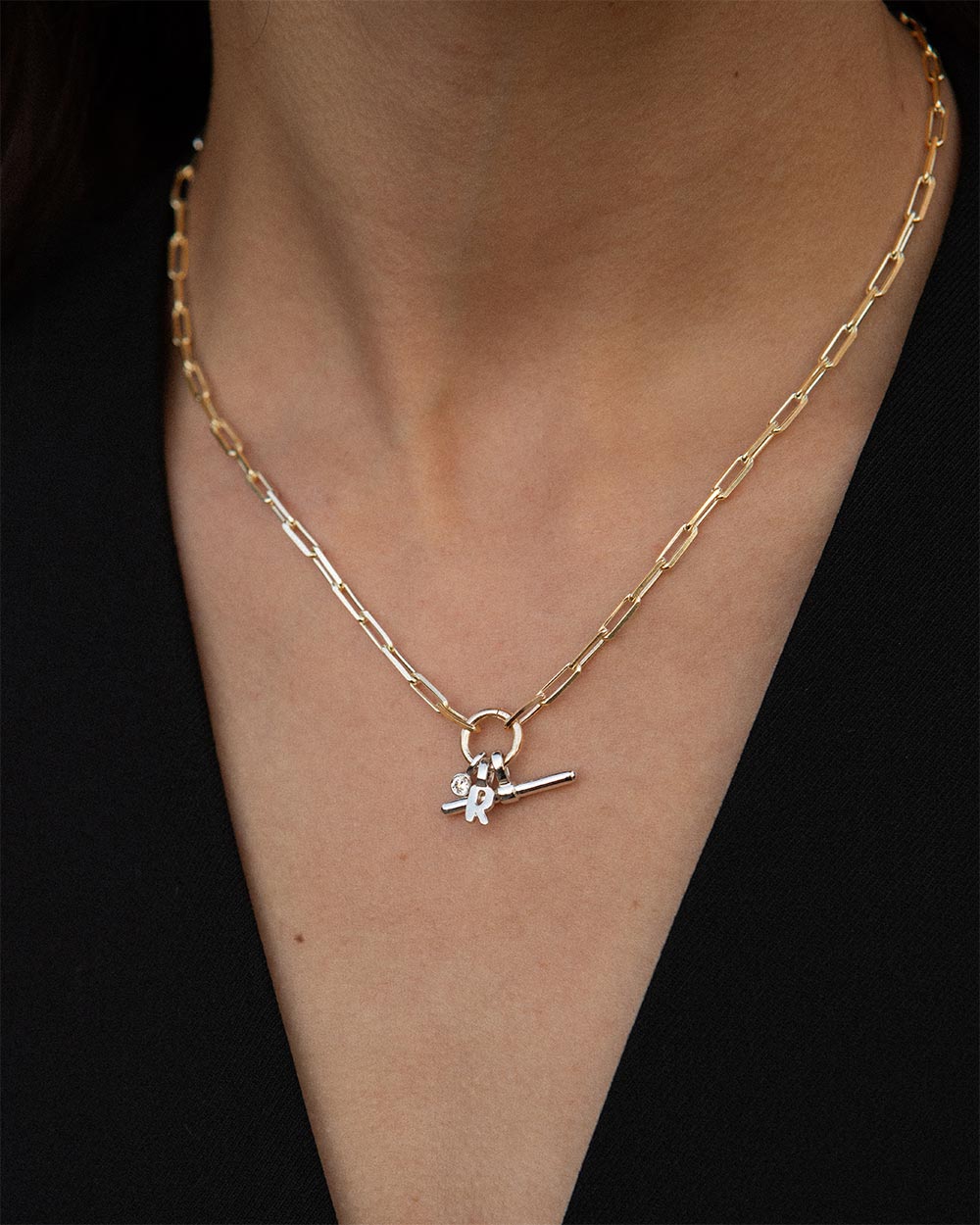 Paper Chain Trio Charm Necklace