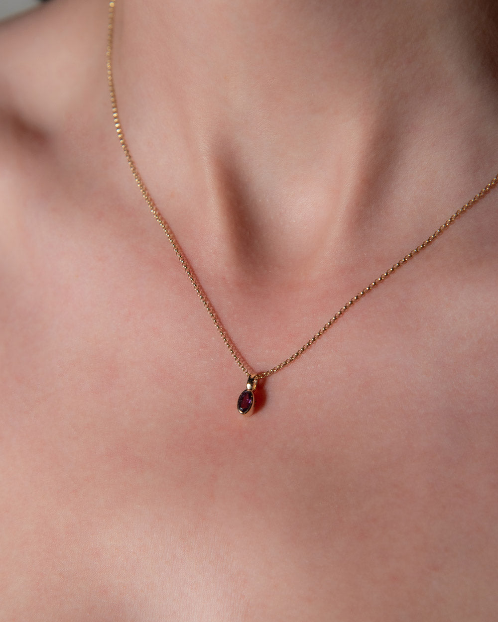 February Amethyst Birthstone Oval Charm