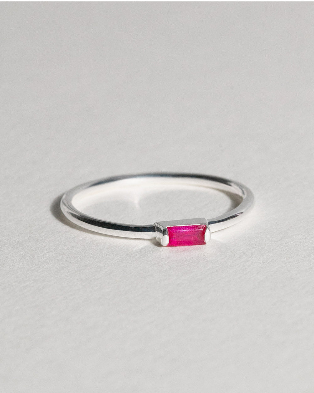 July Ruby Birthstone Baguette Ring
