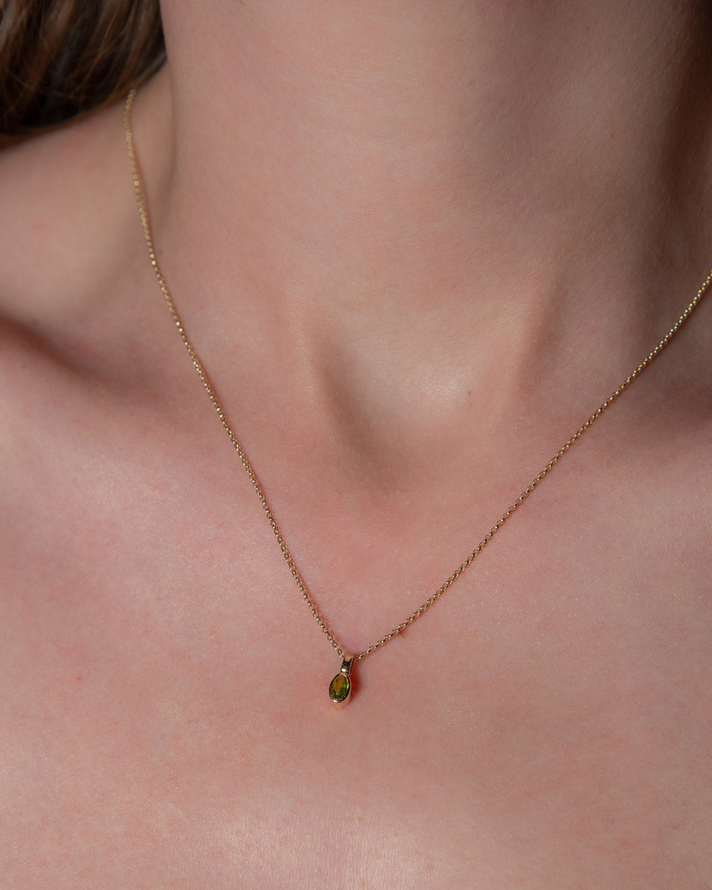 August Peridot Birthstone Oval Charm