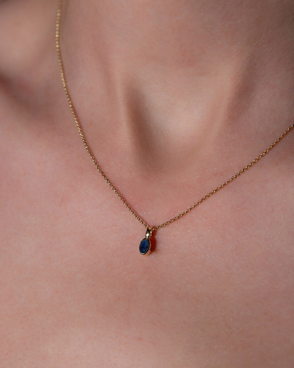 September Sapphire Birthstone Oval Charm