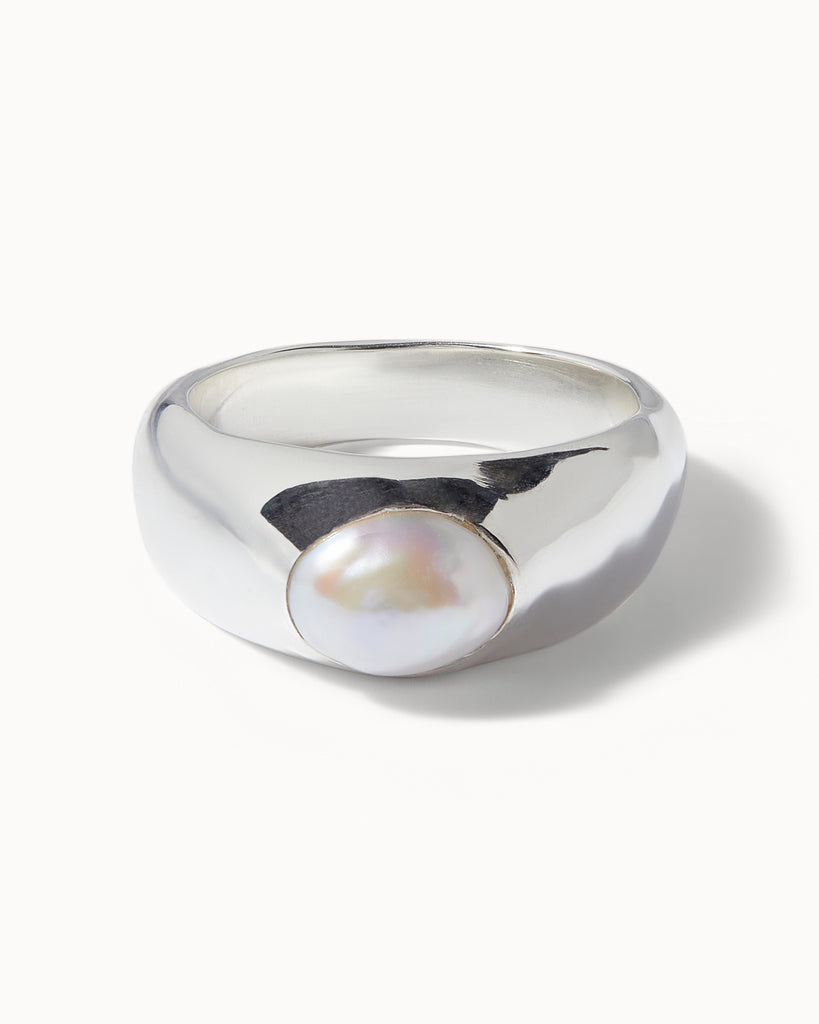 maya magal london handcrafted sterling silver and baroque pearl signet ring