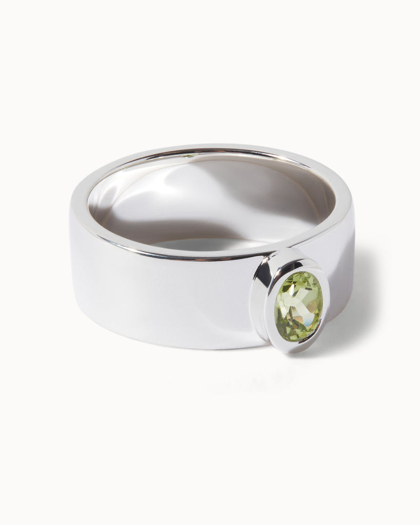 sterling silver and peridot chroma collection ring by Maya Magal London