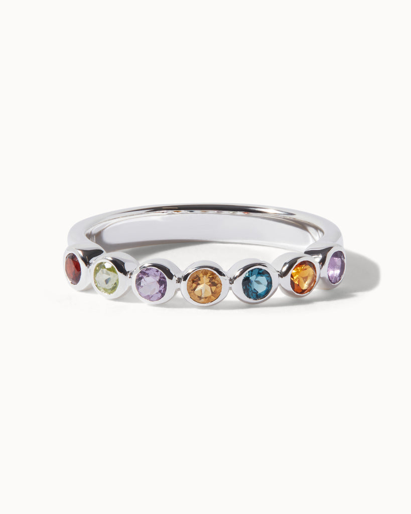 maya magal london seven stone gemstone and sterling silver chroma collection ring