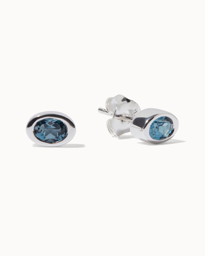 london blue topaz sterling silver stud earrings chroma collection