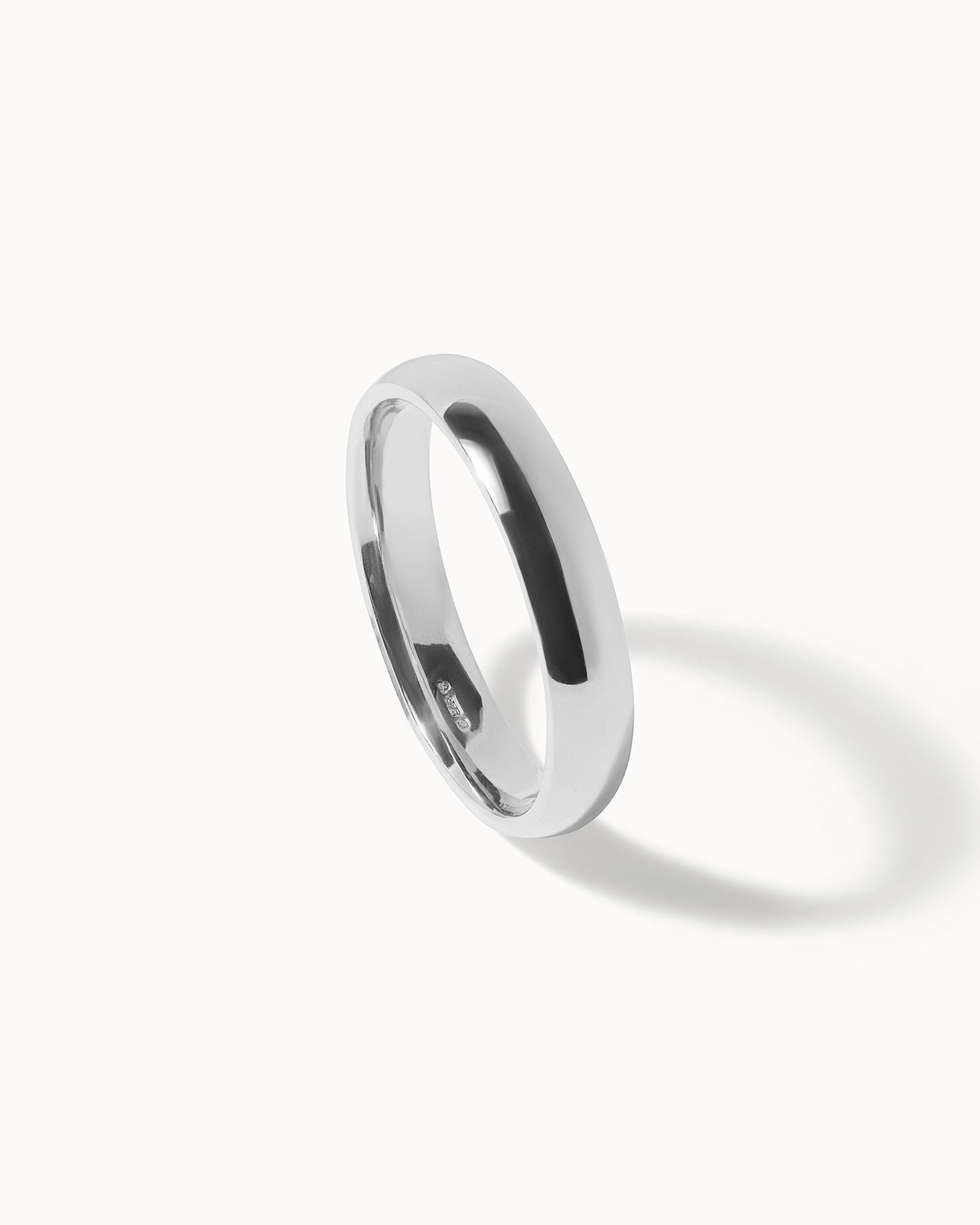 Solid White Gold Classic Ring - 4mm Band