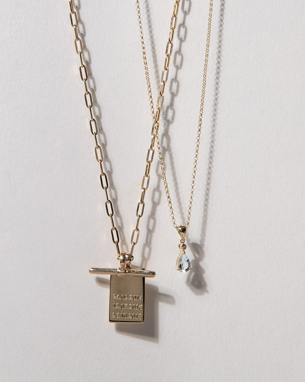 Aquamarine and Diamond Pear Pendant Necklace