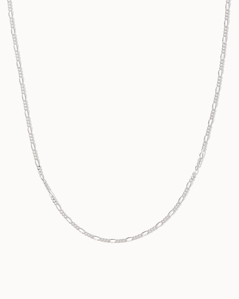 Delicate sterling silver figaro chain necklace by maya magal jewellery