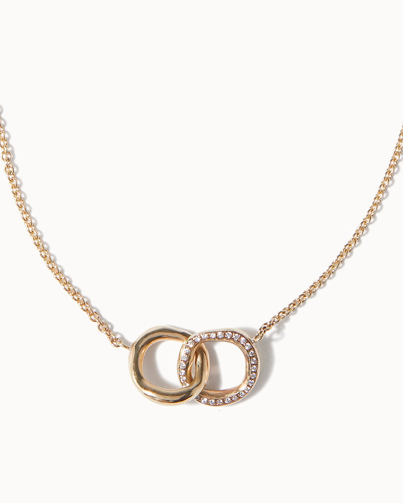 maya magal london helios pave link necklace crafted with recycled solid gold and white diamonds 