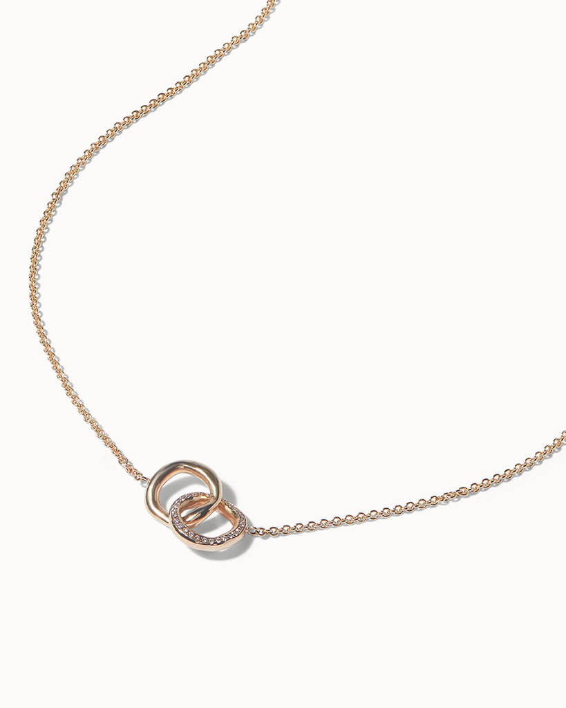 Interlinked necklace handcrafted with solid gold and diamonds by Maya Magal London