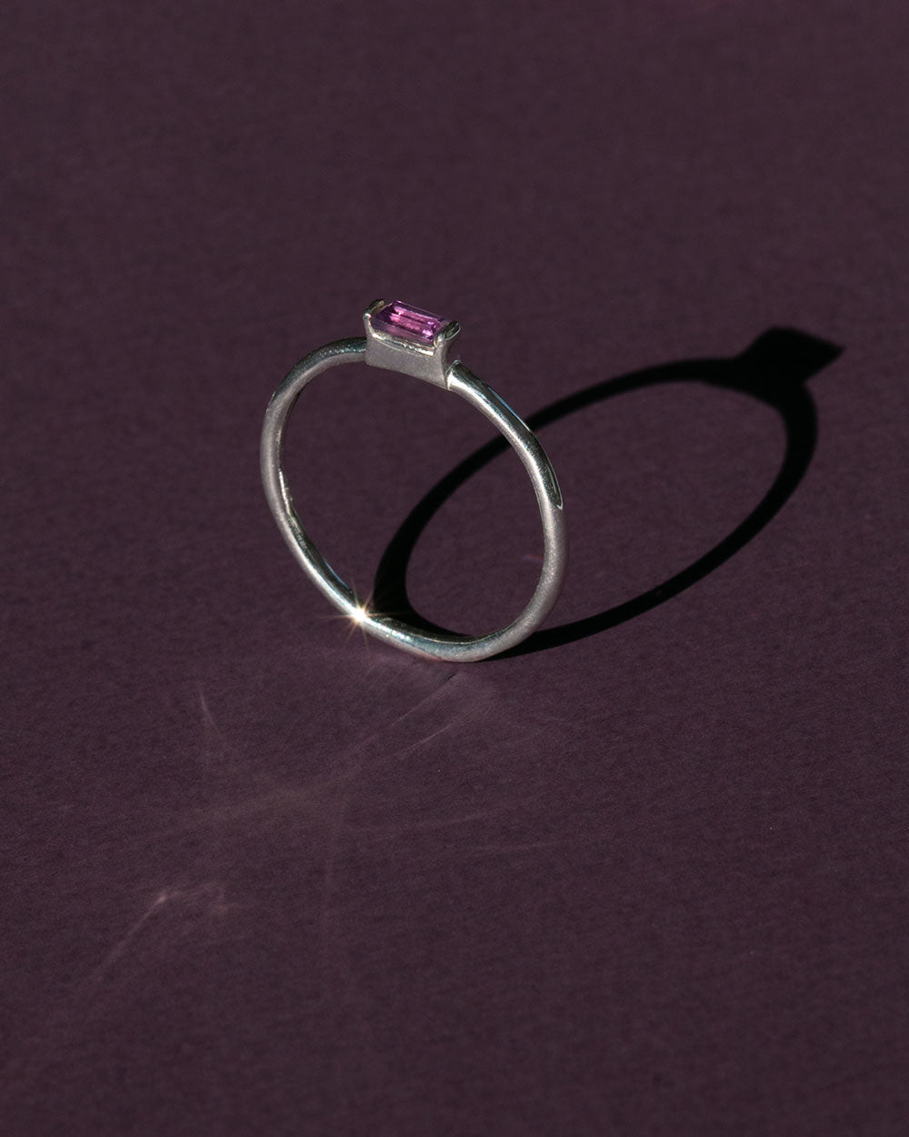 February Amethyst Birthstone Baguette Ring
