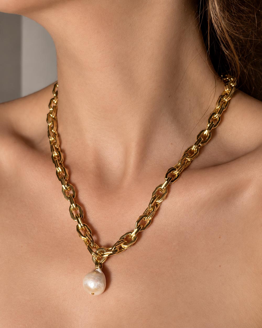 MM STUDIO Baroque Pearl Chain Necklace