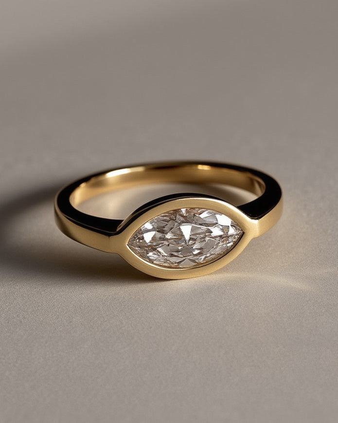 Marquise Cut Lab Grown Diamond Signet Ring
