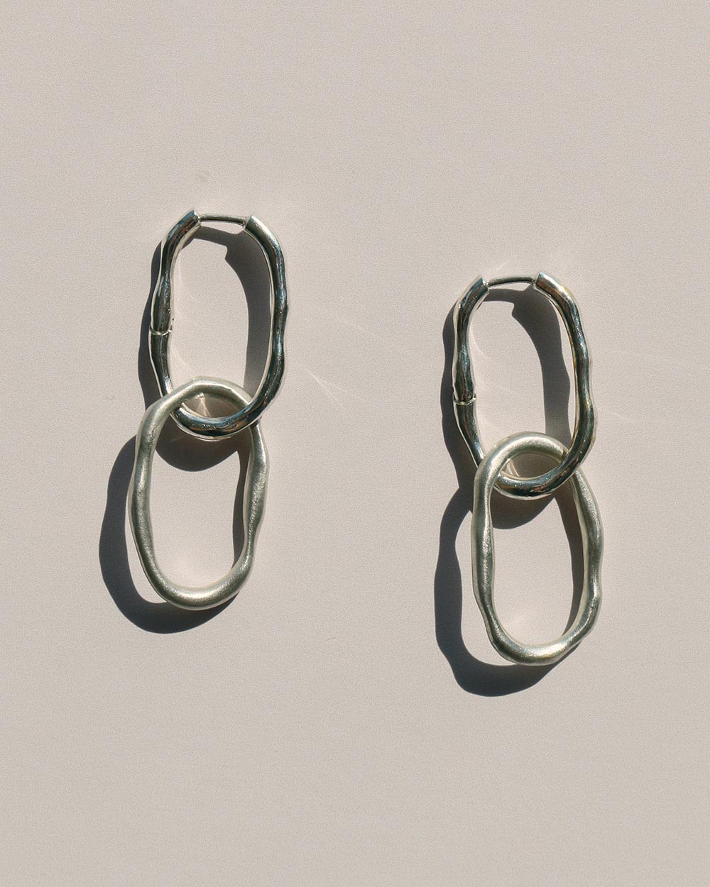 Sterling Silver Molten Link Earrings | Chain Link Earrings | Maya
