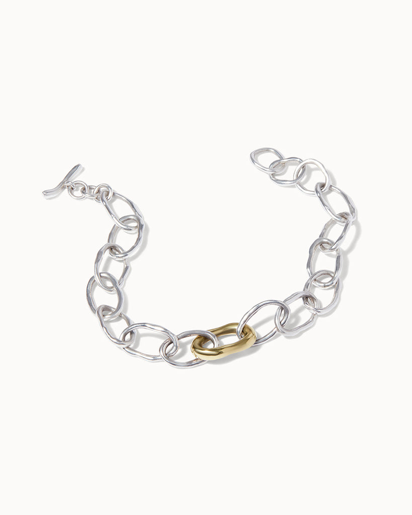 sustainably made chain bracelet in silver and gold designed by maya magal london jewellers