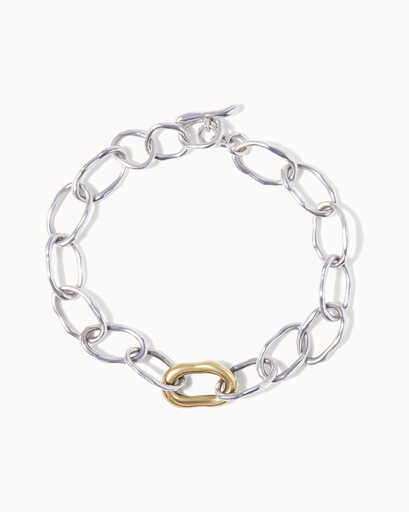 recycled silver and gold chain bracelet handmade in london by maya magal