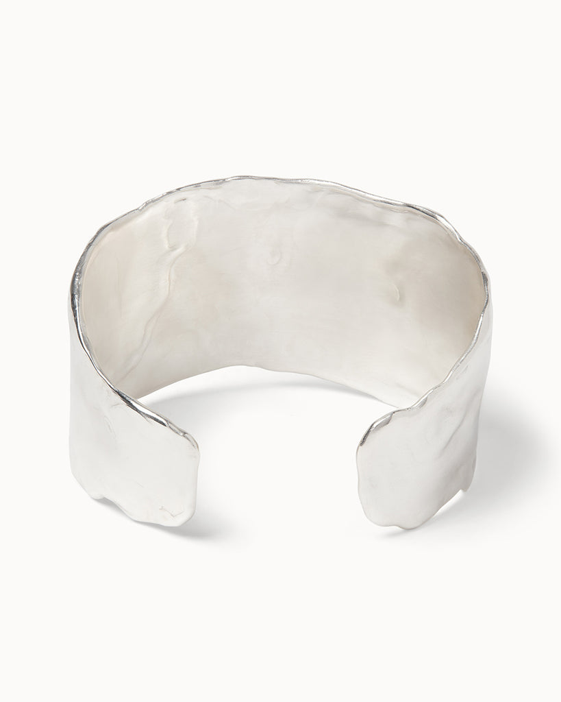 handmade cuff bracelet in recycled silver designed by maya magal london