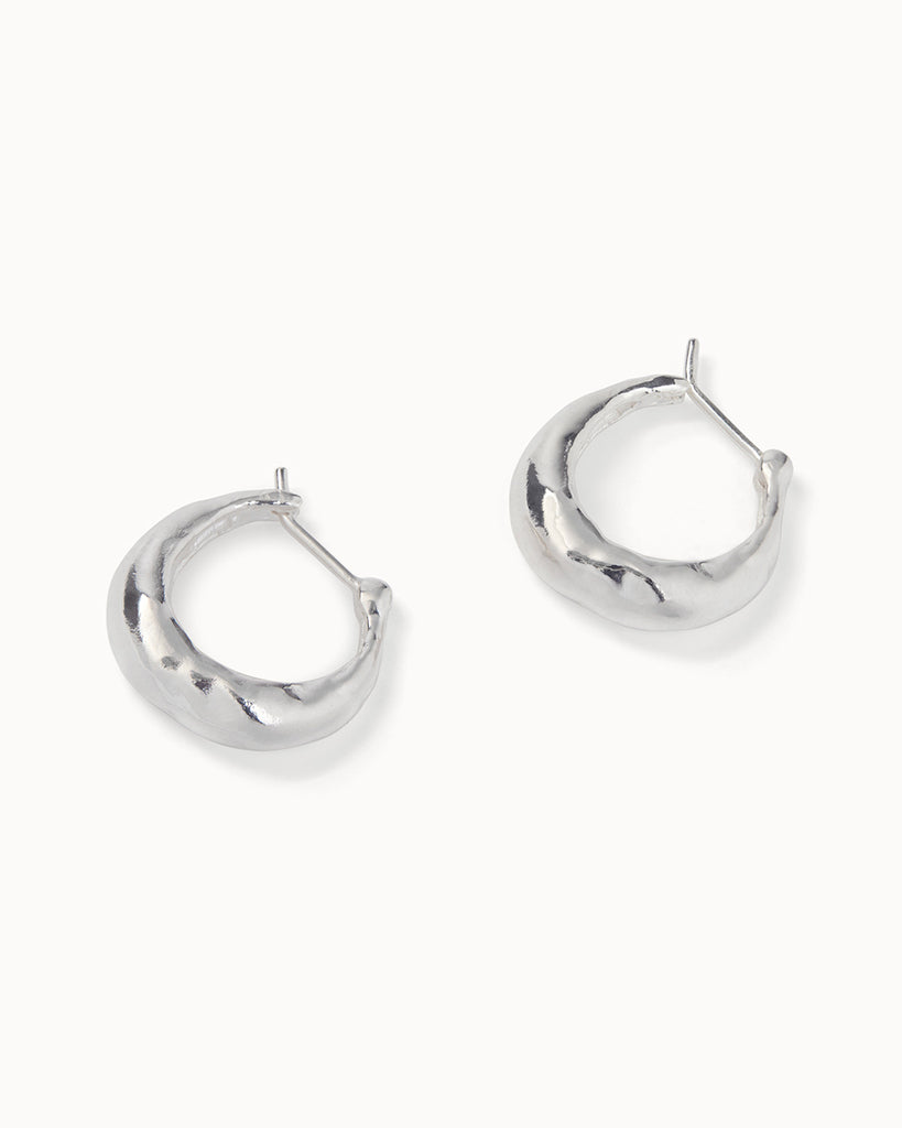 recycled silver chunky hoop earrings handmade by maya magal london jewellers