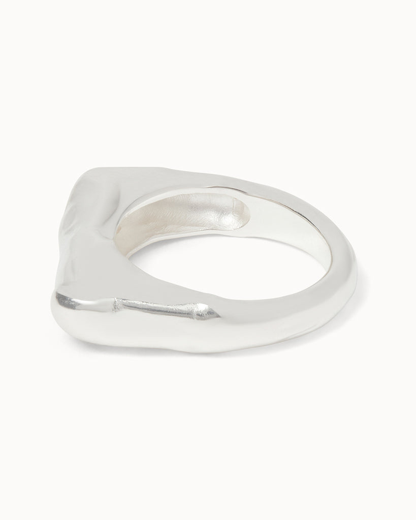 silver organic shaped ring in recycled materials handmade by maya magal jewellery