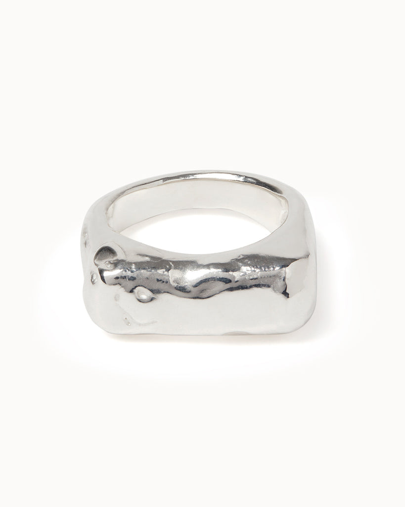 Chunky ring in recycled silver handmade by maya magal london jewellers