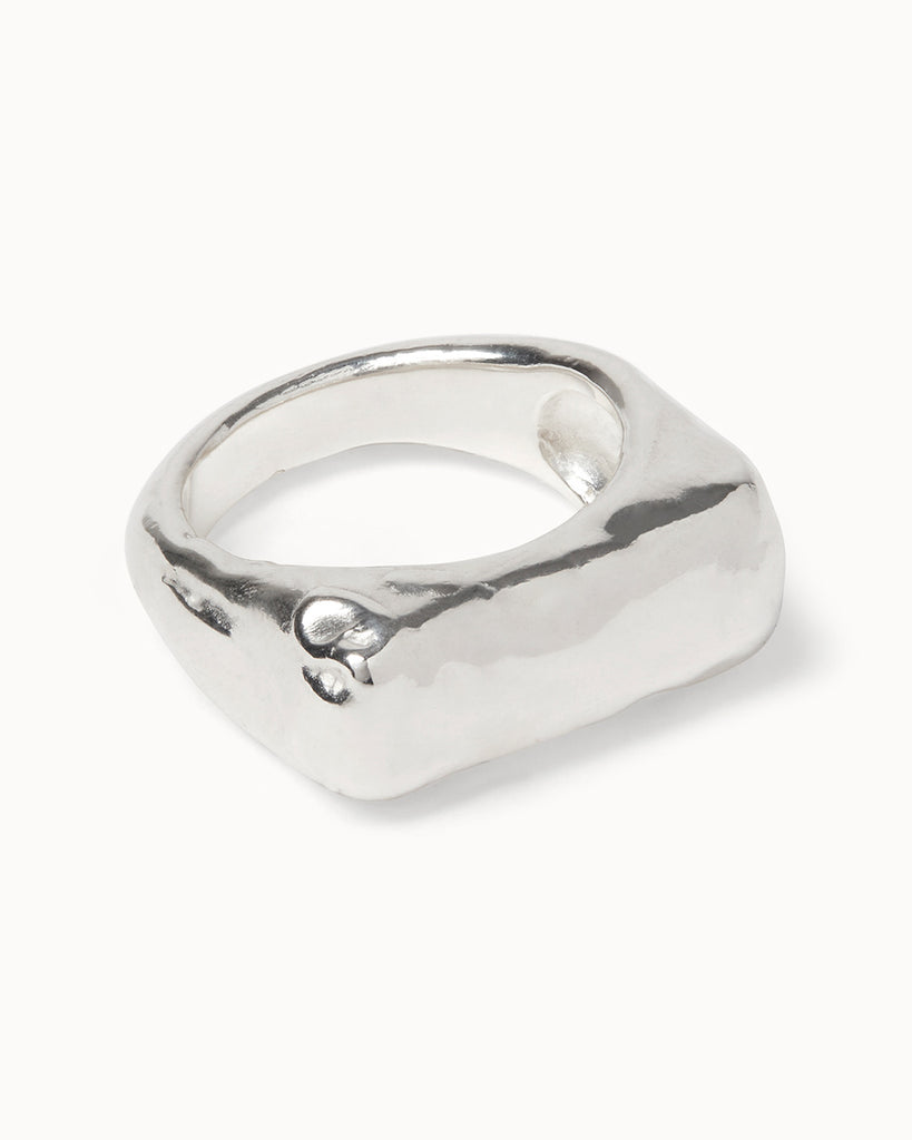 Recycled sterling silver ring made by hand at maya magal london atelier