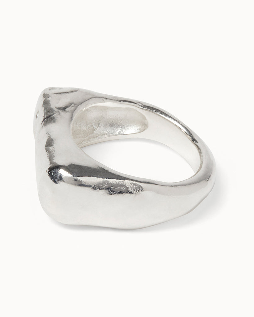 organic shaped chunky silver ring made in london by maya magal jewellery