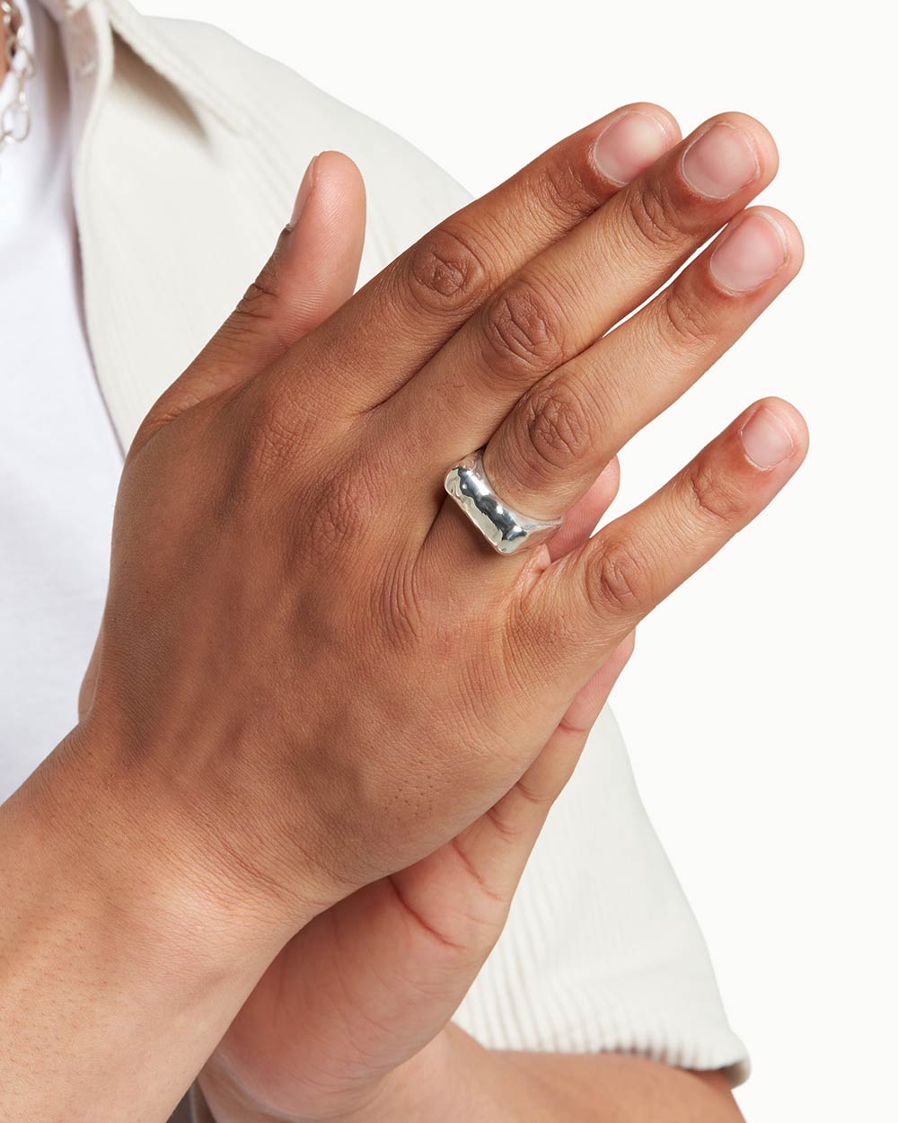 gender neutral chunky ring in recycled silver handmade by maya magal jewellery