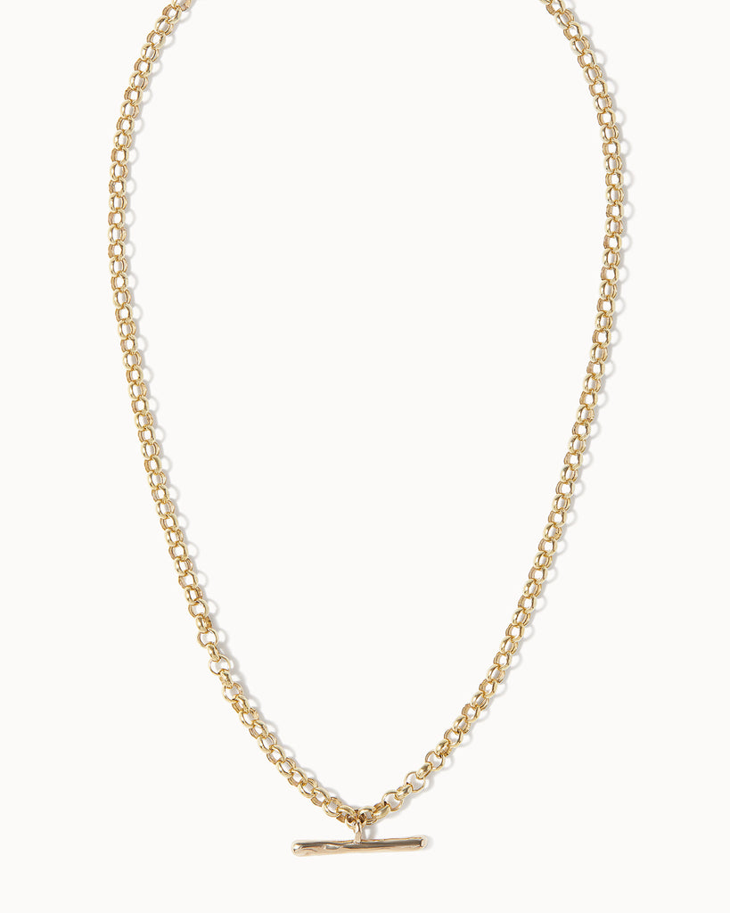 Maya Magal London Handcrafted Layering Chain Organic T-Bar necklace handcrafted with recycled 9ct solid gold