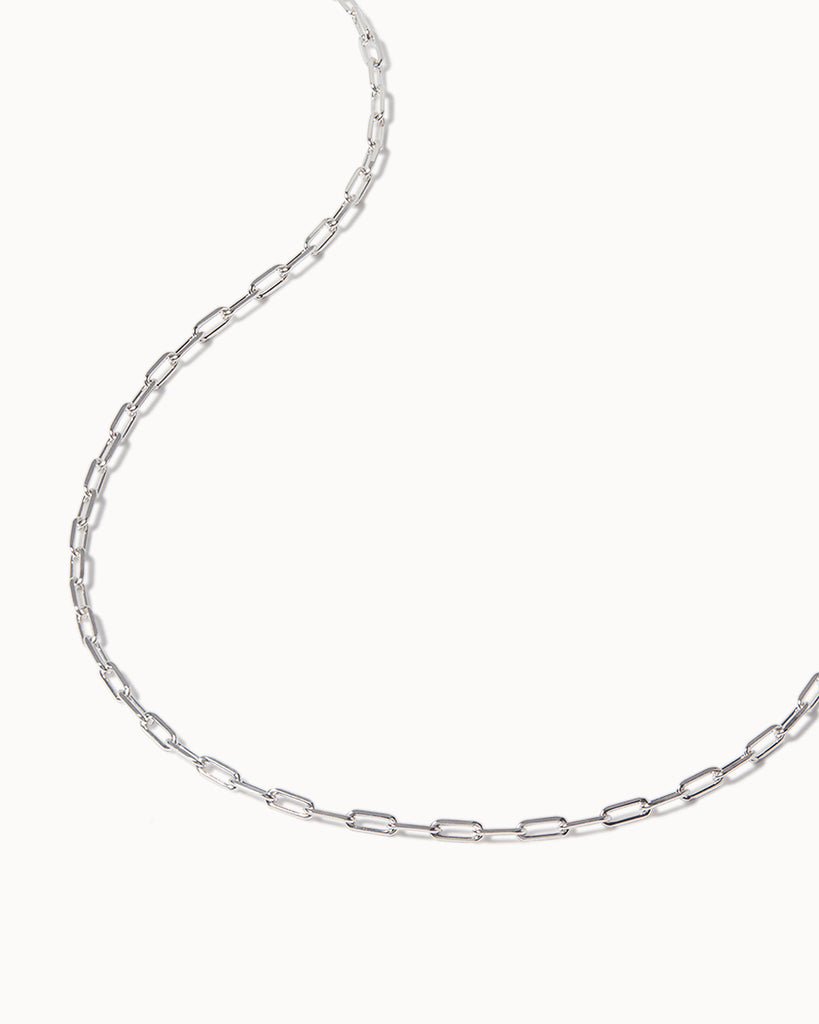 Paper chain necklace crafted in sterling silver by Maya Magal London