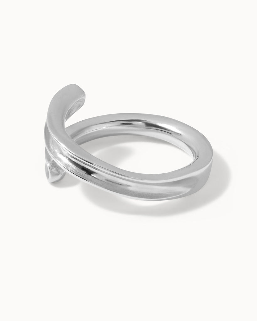 Recycled sterling silver adjustable concave ring handcrafted in London by Maya Magal London