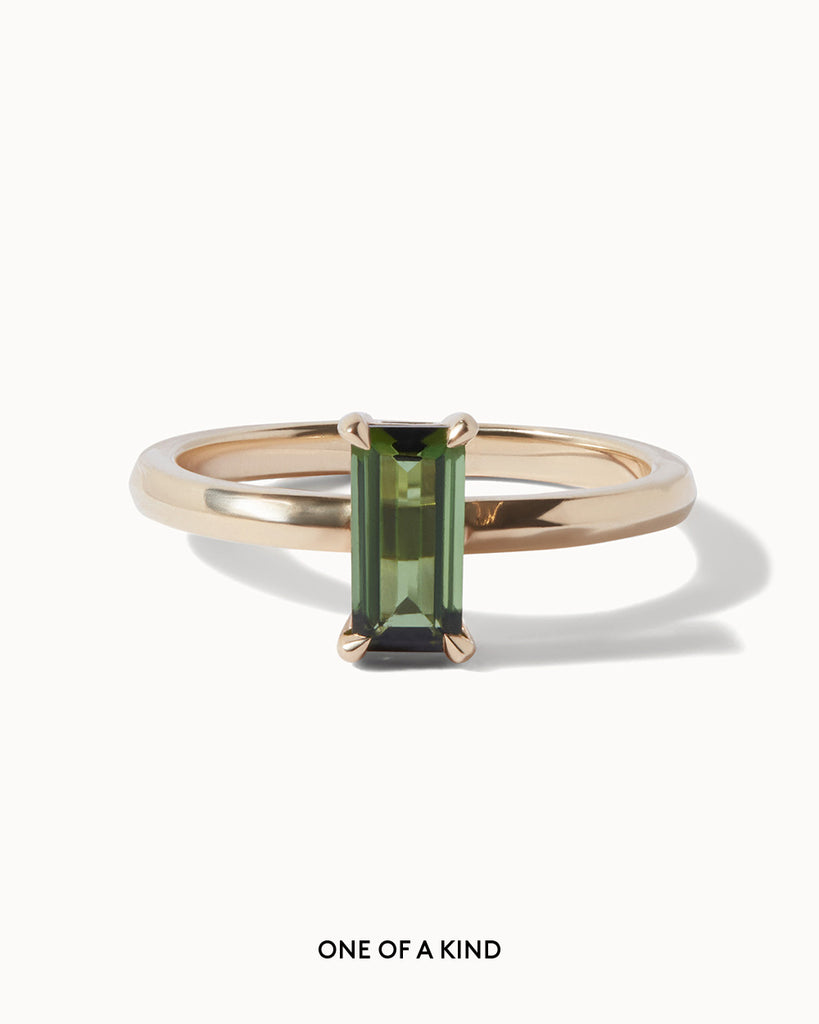 solid gold and green tourmaline handcrafted one of a kind engagement ring by maya magal jewellery